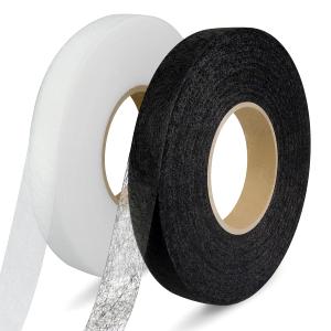 140 Yards Iron on Hemming Tape, 2 Rolls 0.59 inch Hem Tape No Sew, Iron on Tape for Hemming, Stitch Witchery Tape Sewing Tape, Fusible Tape Adhesive Wonder Web for Curtain, Pants, Clothes (White+Black)