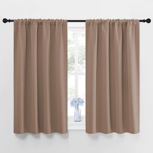 NICETOWN Kitchen Window Blackout Curtains - Window Treatment Thermal Insulated Rod Pocket Blackout Draperies/Drapes for Bedroom/Kitchen (Tan=Cappuccino, Set of 2, 42 inches Wide by 45 inches Long)