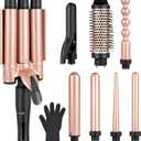 Ideal Swan 8 in 1 Curling Iron Set, Hair Curler Set with Curling Brush and 7 Interchangeable Ceramic curlers Wand (0.35"-1.25), Hair Curler for Women All Hair Types and Travel Use, Gifts for Women