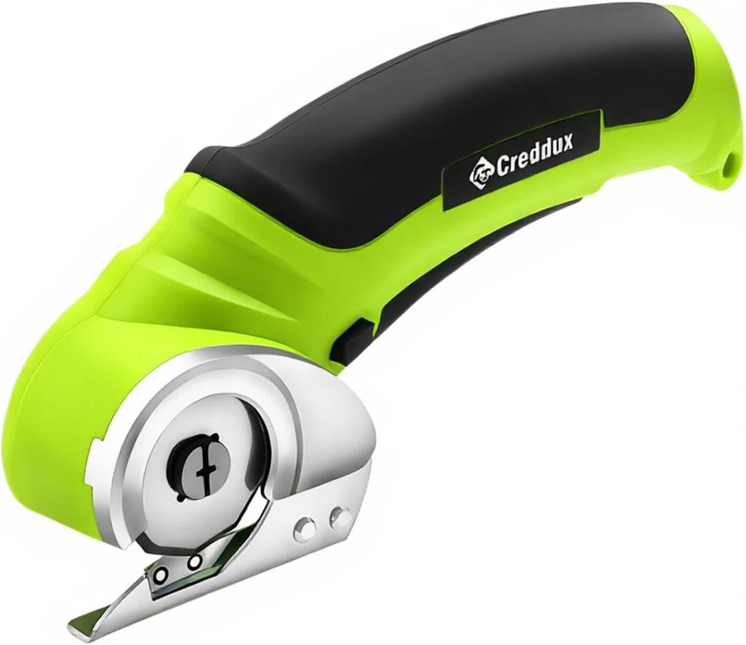 Cordless Electric Scissors, 4.2V Cardboard Cutter Tool for Cardboard Carpet Leather Packages Plastic with Rechargeable Battery Green