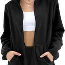 Argstar Women's Fleece Jacket with 6 Pockets  (Large, Black)