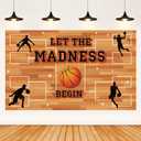 5.93.6ft Basketball Theme Backdrop Madness Party Decorations Let The Madness Begin Banner for Basketball Theme Party Supplies