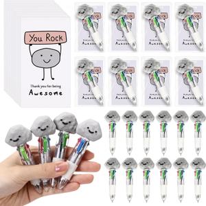 Sayglossy 12 Sets You Rock Pens Bulk for Classroom Party Favors, 4-in-1 Multicolor Ballpoint Pen with Support Cards Teacher Gifts for School Student