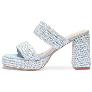 Monrovia Womens Raffia Heeled Sandals Slip On Open Toe Chunky Platform Heel Woven Double Strap Summer Shoes. SIZE 10