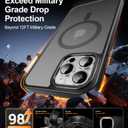 SEXYMOM Enhanced Magnetic for iPhone 15 Pro Case with Screen Protector - Wireless Charging Compatible,21ft Military-Grade Drop Tested, Shockproof Slim Fit Translucent Matte Cover - Black