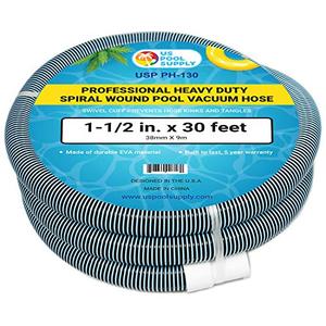U.S. Pool Supply Pool Vacuum Hose - 1-1/2" x 30' Professional Heavy Duty Pool Hose for Inground, Spiral Wound with Kink-Free Swivel Cuff - Connect to Vacuum Heads, Skimmer, Cleaner, Filter Pump Inlet