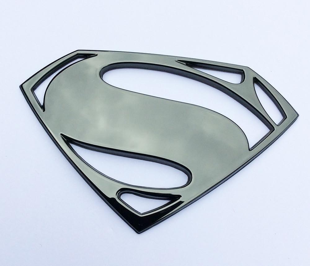 Fan Emblems Superman 3D Car Badge - Batman v Superman: Dawn of Justice Logo (Black Chrome)
