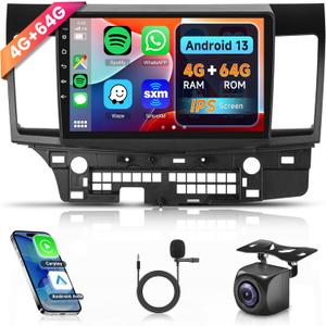 4G+64G 10.1 Inch Car Radio Stereo for Mitsubishi Lancer 2008 2009 2010 2011-2017, Rimoody Android 13 Carplay Android Auto Mirror Link EQ Touch Screen GPS Navigation WiFi BT FM Backup Camera 4G+64G 10.1 Inch Car Radio Stereo for Mitsubishi Lancer 2008 2009 2010 2011-2017, Rimoody Android 13 Carplay Android Auto Mirror Link EQ Touch Screen GPS Navigation WiFi BT FM Backup Camera