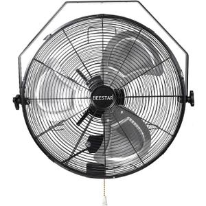 BEESTAR 18 inch High Velocity Wall Mount Fan,Industrial Fan with 3 Speed Commercial Ventilation,Easy Operation and 270 Degree Tilting,Metal Fan for Warehouse,Greenhouse, Workshop and Basement