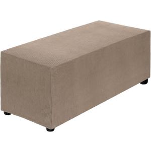 uxcell Stretch Ottoman Cover Rectangular Oversized Square Ottoman Slipcover with Elastic for Foot Stool Living Room Bedroom Fit Length 130-160cm / 51"-63", X-Large, Khaki