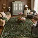 Moynesa Floral Washable 8x10 Rug, Large Rugs for Living Room, Green Soft 8 x 10 Boho Bedroom Rugs, Non Slip Botanical Ultra Thin Floor Carpet for Dining Room Nursery, Green