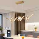 ORANOOR LED Modern Chandeliers for Dining Room, 39in Dimmable Gold Chandelier Kitchen Pendant Lighting Over Island, Linear Wave Spiral Pendant Light Fixtures Dining Room Lights Ceiling Hanging, 36W