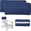 Headrest Pillow for Patio Chaise Lounge Chair, Outdoor Chaise Pillows with Adjustable Elastic Stripe Head Resting Pillows for Recliner Office Chair, Dark Blue 2 Pack