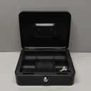 Cash Box with Money Tray - Large Money Box with Lock, Metal Safe Box for Money 9.84" x 7.87" x 3.54" Black