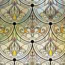 3D Stained Glass Window Film, Decorative Window Privacy Film for Bathroom,Front Door,Home, Sun Blocking Heat Control,Static Cling, Golden Ironwork 35.4inch x 78.7inch