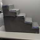 Heeyoo Dog Stairs for Small Dogs,5Step Dog Steps for High Bed and Couch, HighDensity Foam Pet Steps with Supporting Board, NonSlip Removable Washable Cover, Grey