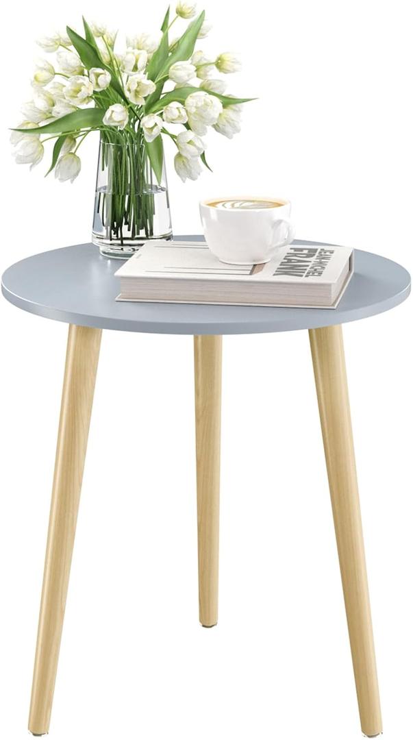 Apicizon Round Side Table, Blue Grey End Table for Small Spaces, Nursery Round Side Table Small Bedside Table Living Room, Bedroom, 16.5 x 20.5 Inches, 16.5D x 16.5W x 20.5H in