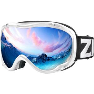 ZIONOR Lagopus B1 Ski Goggles OTG Anti fog Snow Goggles UV Protection Snowboard Goggles for Men Women Adult Youth (A Vlt 8.6% Silver Lens White Frame)