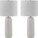 Signature Design by Ashley Clarkland Contemporary 24 Inch Ceramic Table Lamp, Set of 2, White