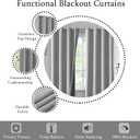 Urban Lotus Grey Linen Textured Full Blackout Curtain Panels 84 Inches Long Solid Color Room Darkening Thermal Inulated Drapes for Living Room/Bedroom Grommet Top Window Treatment, 52" W, 2 Panels