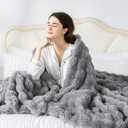 OMERAI Faux Fur Throw Blanket for Couch, Soft Fleece Blanket Twin, Thick and Warm Bubble Fuzzy Throw Blankets for Bed, Cozy Plush Reversible Blanket,Twin Size, 60x80 (Grey)