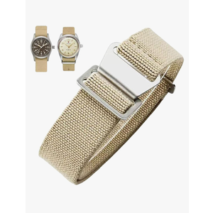 Nizonlaie Elastic Nylon Watch Band French Troops Paratrooper Military Parachute Style 18mm 20mm 22mm Hook-and-Loop Premium Striped Fabric Nylon Replacement Watch Strap for Men Women