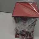 DECORKEY Christmas Decorations for Home, Decorative Christmas Lantern Indoor Outdoor Decor, Metal Hanging Candle Holder with Xmas Teardrop Wreath and LED Candle for Table Centerpieces, Patio (Red) (14.2'')