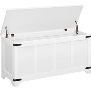Storage Chest, 47.2" Storage Trunk with 2 Safety Hinges, Wooden Toy Chest, Entryway Shoe Bench, Large Toy Box for Kids Room, Bedroom, Living Room, White SCBW4901