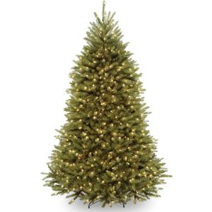 National Tree Company Pre-Lit Artificial Full Christmas Tree, Green, Dunhill Fir, White Lights, Includes Stand, 6.5 Feet