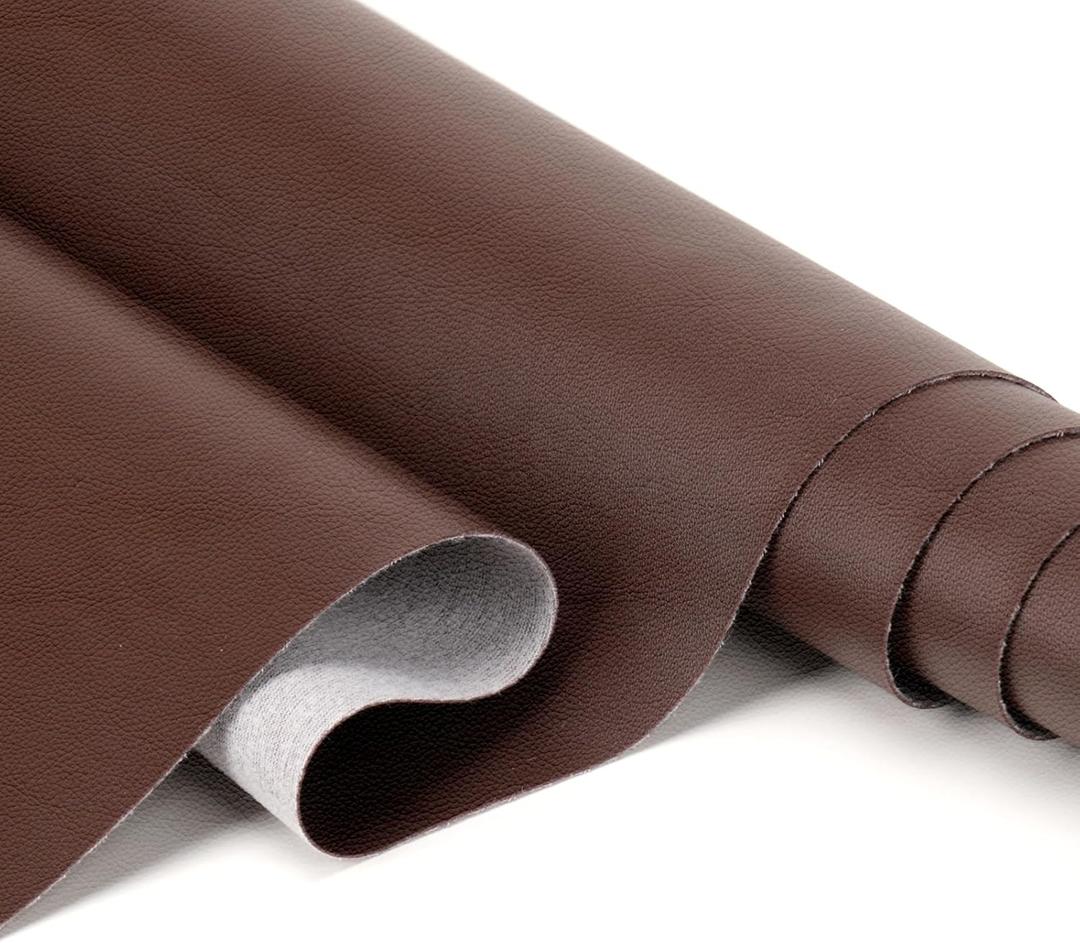 Faux Leather Fabric Smooth Solid 54" x 36" Soft Leather Material Sheets for Upholstery Crafts, DIY Sewings, DIY Upholstery Boat Car Sofa (Dark Brown)