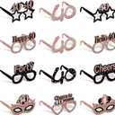 Zirtorei 24pcs 40th Birthday Paper Eyeglasses Decorations for Women, Rose Gold Happy 40th Birthday Eyeglasses Party Supplies, Cheers to 40 Years Bday Glasses Hello Forty Photo Booth Props Decor
