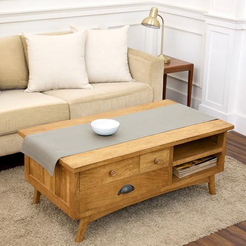 Solino Home Linen Natural Table Runner 60 Inches - 100% Pure Linen Short Table Runner 14 x 60 Inch Ideal for Dresser and Coffee Tables - Spring, Summer, Mothers Day - Fete