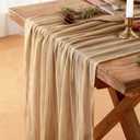 Cheesecloth Table Runner Champagne, Boho Rustic Cheesecloth Gauze, 35x120 Inches Champagne Cheese Cloth Runner for Weddings, Thanksgiving, and Party Decor, 1 Pack