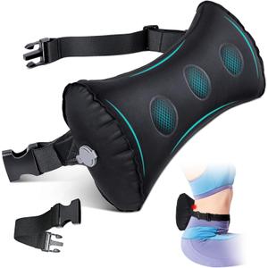 Inflatable Lumbar Pillow for Airplane Travel Lumbar Support Pillow for Car, Office Chair Back Support Office Chair Back Support for Reducing Lower Back Pain (Black), Medium
