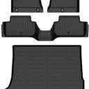 Binmotor-Floor Mats and Cargo Liner Set for Genesis G70 RWD 2019-2024 2025,2 Rows Floor Mats with Cargo Mat Set,Waterproof TPE Rubber Liners for Genesis G70 RWD Trunk Liner Accessories Mats -Black