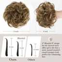 RUWISS Large Messy Bun Hair Piece for Women 100% Human Hair Layered Wavy Curly Hair Buns Thick Updo Hairpiece for Daily Wear Scrunchies Ponytail Extension (Natural Medium Brown)