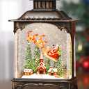 Christmas Snow Globe Lantern Santa Claus Christmas Eve Decorations Gifts Auto Snowfall Glitter Music Collection Church Snowy Village with 6H Timer USB/Battery Powered 10.2 inch