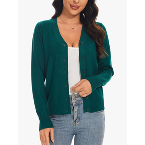 Women's V Neck Button Down Long Sleeve Cardigan Sweater XXL