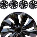 Hubcaps Wheel Cover Replacement R16 Size Hub Cap Universal-Fit Steel Wheel Rim Caps ABS Tire Covers for Most Cars Trucks Sedans SUV -Set of 4, 16-inch, Black