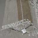 JIALE Tablecloths for Rectangle Tables, Cotton Linen Table Cloth Waterproof Tablecloth Wrinkle Free Farmhouse Dining Tables Cover, Soft Fabric Table Cloths with Tassels, Brown, 55" X 70", 4-6 Seats