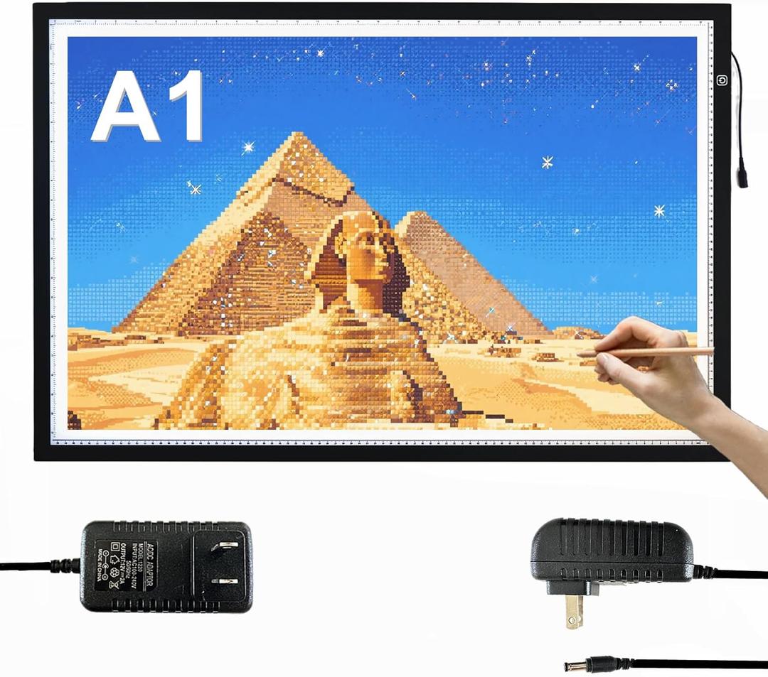 A1(34.6in X 23.6in) Extra Large Tracing LED Light Pad Kits for Diamond Art, Sketching, Painting - 5 Levles Adjustable Brightness, Sketching, Tracing - DIY Diamond Art Light Box - No mesh No dot