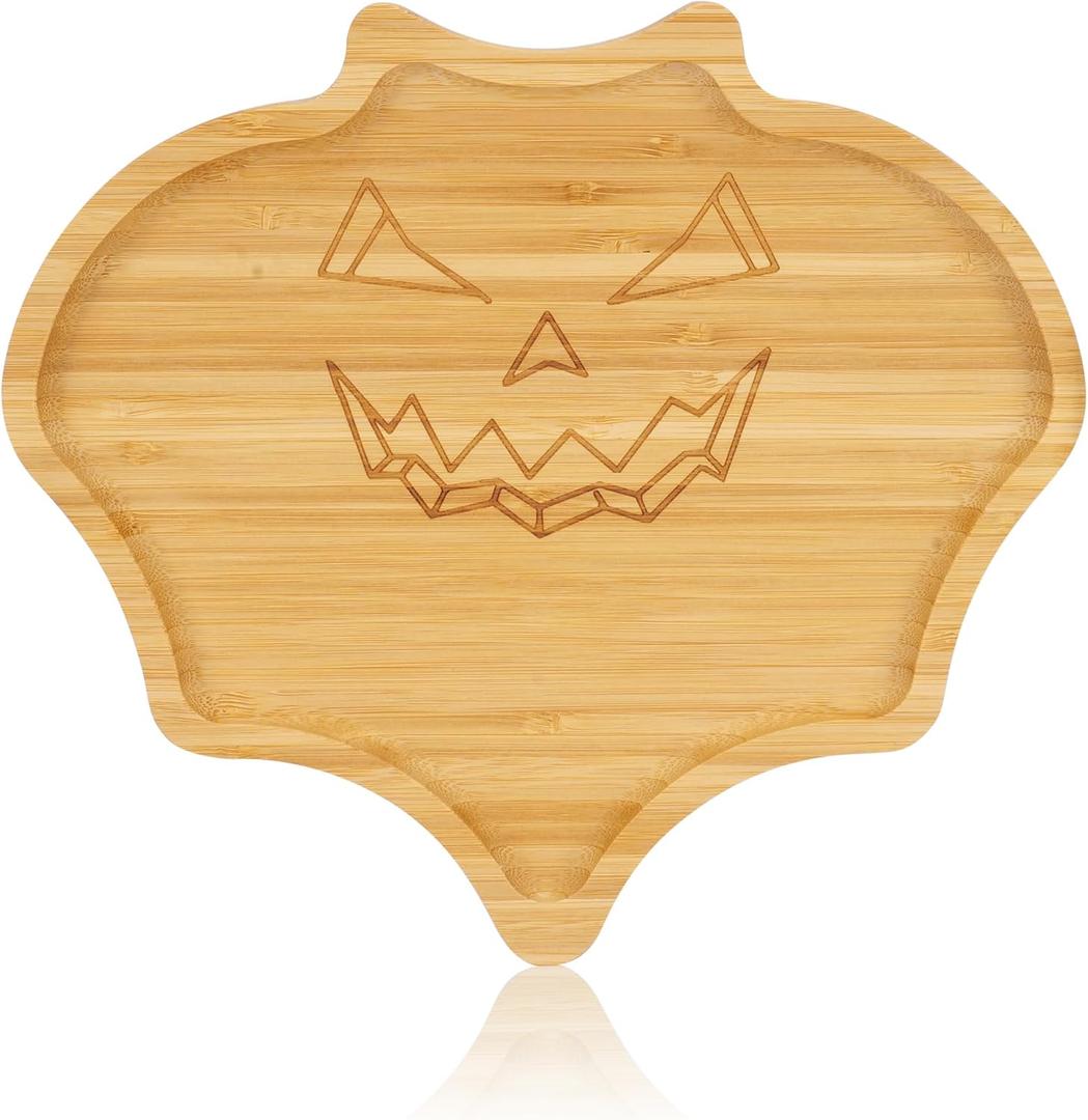 WILLKOMMEN Bat Shaped Charcuterie Board, Serving Platter, Bamboo Serving Tray 10" x 9" for Party Child Spooky Cheese Appetizer Board Serving Dishes Plate for Snacks, Candy, Cookies