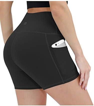ALONG FIT Women High Waisted Biker Shorts Tummy Control Workout Yoga Shorts with Pockets Athletic Workout Running, Size XL