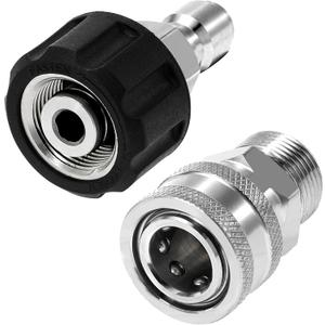 Tool Daily Pressure Washer Adapter Set, Quick Connect Kit, M22 14mm to M22 Metric Fitting, Stainless Steel, 5000 PSI