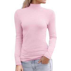 Abardsion Women's Long Sleeve Mock Turtleneck Shirts 2025 Fleece Lined Base Layer Slim Fit Thermal Underwear Tops, Medium