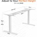 Huuger Dual Motor Electric Standing Desk Frame, Sit Stand up Desk Leg for 47.2 to 86.6 Desktop, Computer Desk Leg with Cable Tray, 3 Memory Height Presets, 2 Hooks, White Frame Only, 33.09" L X 5.51" W X 28.4" - 46.5" H