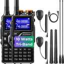 BAOFENG K5PLUS Tri-Band Ham Radio Long Range, UHF VHF 1.25M Handheld 10W Tri-Power Two Way Radio with Airband, NOAA, 2500mAh Battery, Speaker Mic, 999CH, Frequency Copy, Scramble (2 Packs)