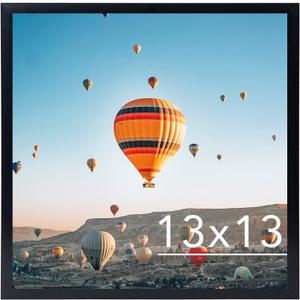13x13 Picture Frame Black for Wall Hanging, Wall Mounting Horizontally or Vertically, 13 x 13 Square Wall Gallery Poster Photo Frame with Shatter Resistant Plexiglass, Black