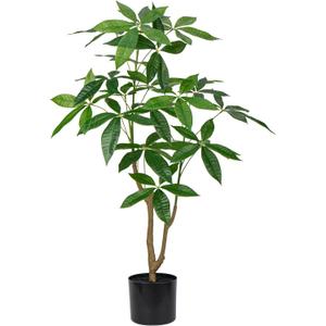 3FT Fake Money Tree Plant Indoor Potted Plants Artificial Pachira Money Tree Tall Faux Plants in Black Pot Good Luck Excellent Gift Fortune Plants for Home Office Decor