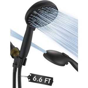 High Pressure 10 Setting Handheld Shower Head, 5" Detachable Showerhead Spray Built-in Power Wash to Clean Tub, Tile & Pets, 79" Extra Long Stainless Steel Hose, Adjustable Bracket - Matte Black
